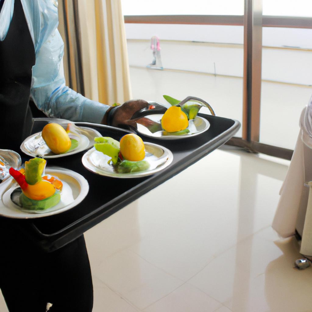 Person serving food in hotel