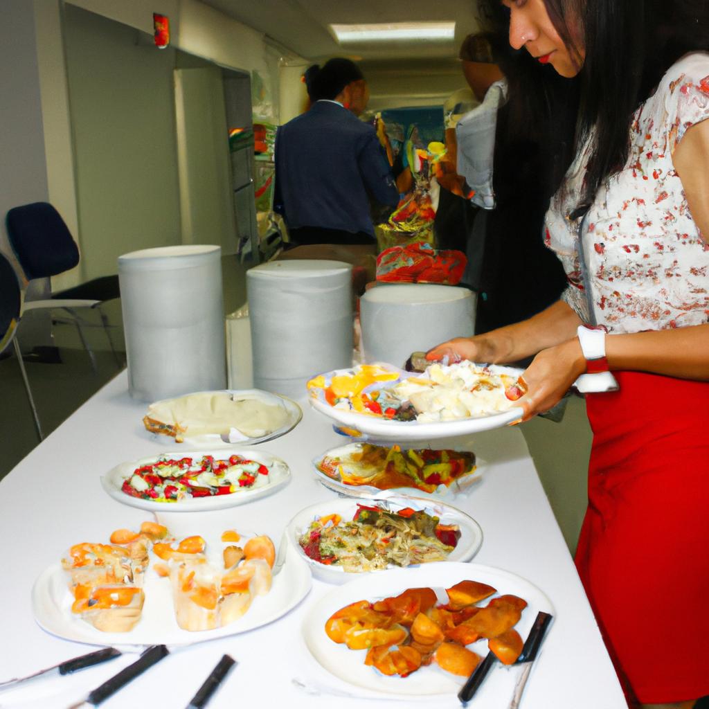 Woman serving food in conference